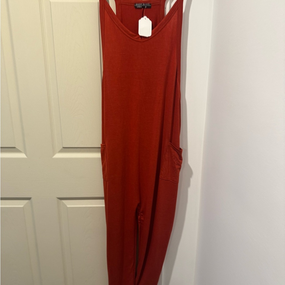 Red Sleeveless Jumpsuit